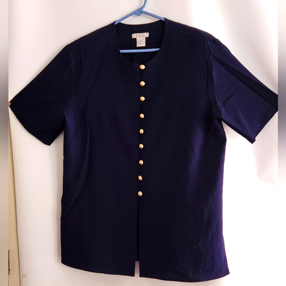 Lise J. Women's Navy Blue short sleeve blouse Size M